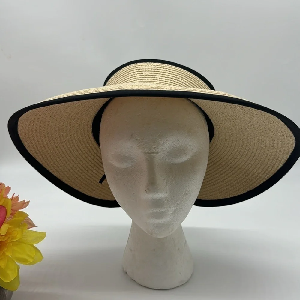 Broner Tan Black Open Top Sun Hat with Bow HT5619
